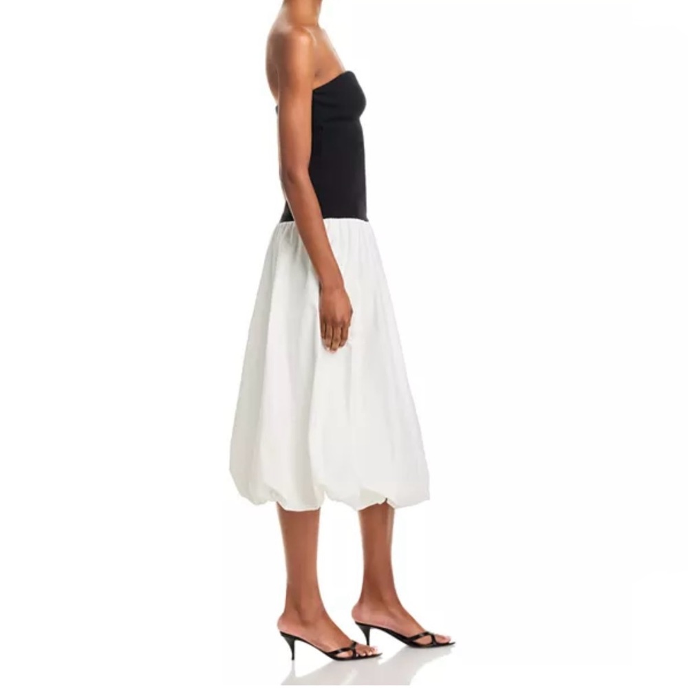 Steve Madden Oliver Bubble Hem Dress dropwaist black white midi dress size Small - Picture 2 of 6